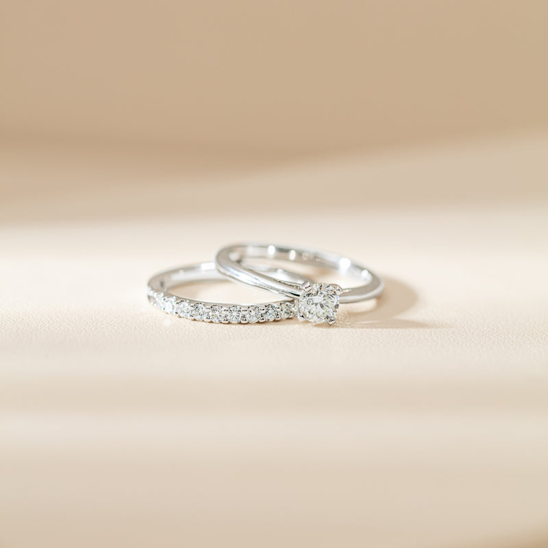 14ct White Gold Diamond Luna Band-Ring-Walker & Hall