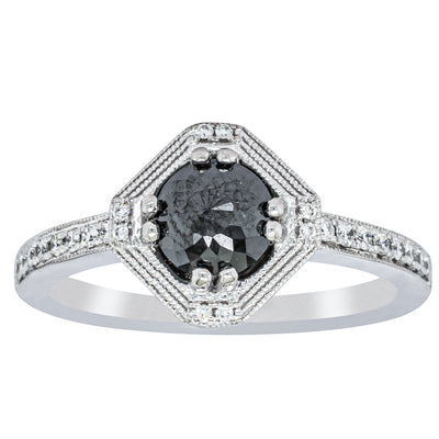18ct White Gold .80ct Black Diamond Ring-Ring-Walker & Hall