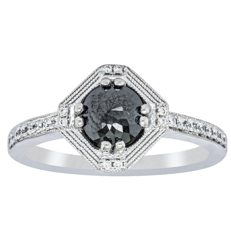 18ct White Gold .80ct Black Diamond Ring-Ring-Walker & Hall