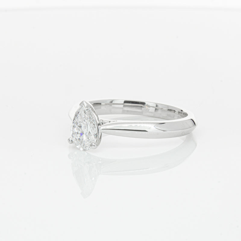 18ct White Gold .71ct Pear Diamond Venetian Ring-Ring-Walker & Hall