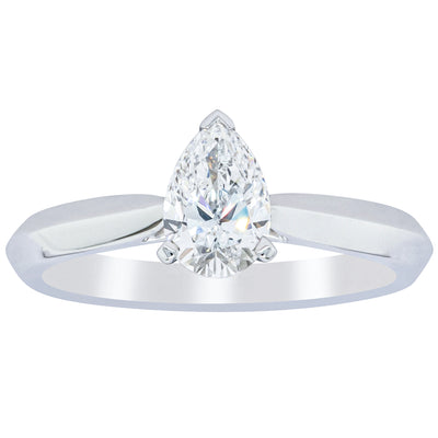 18ct White Gold .71ct Pear Diamond Venetian Ring-Ring-Walker & Hall