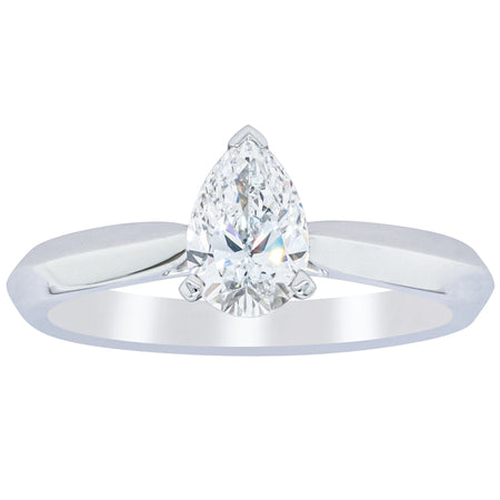 18ct White Gold .71ct Pear Diamond Venetian Ring-Ring-Walker & Hall