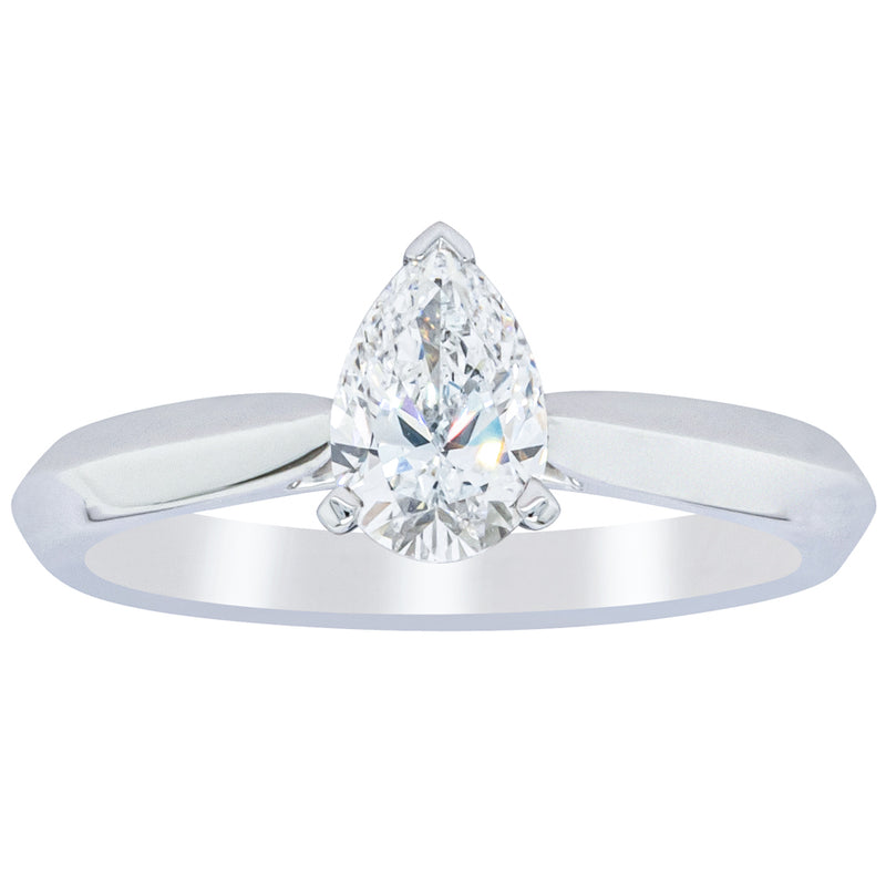 18ct White Gold .71ct Pear Diamond Venetian Ring-Ring-Walker & Hall