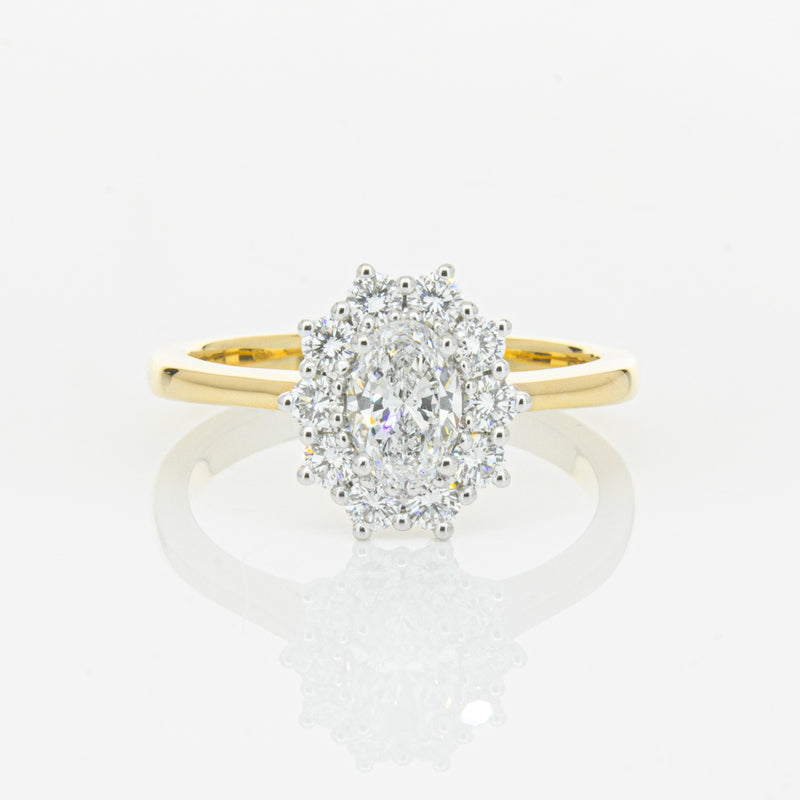 18ct Yellow Gold .50ct Oval Diamond Belle Ring-Ring-Walker & Hall