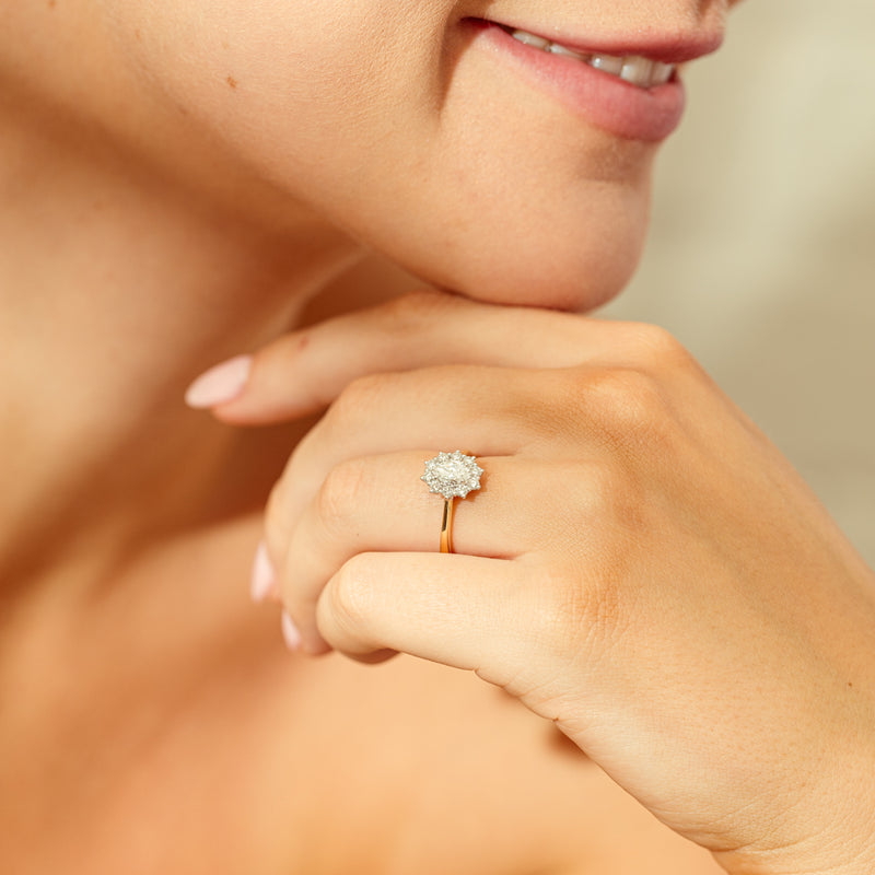 18ct Yellow Gold .50ct Oval Diamond Belle Ring-Ring-Walker & Hall