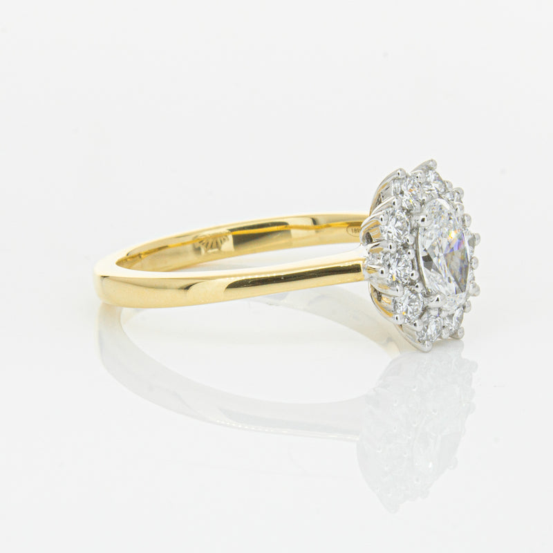 18ct Yellow Gold .50ct Oval Diamond Belle Ring-Ring-Walker & Hall