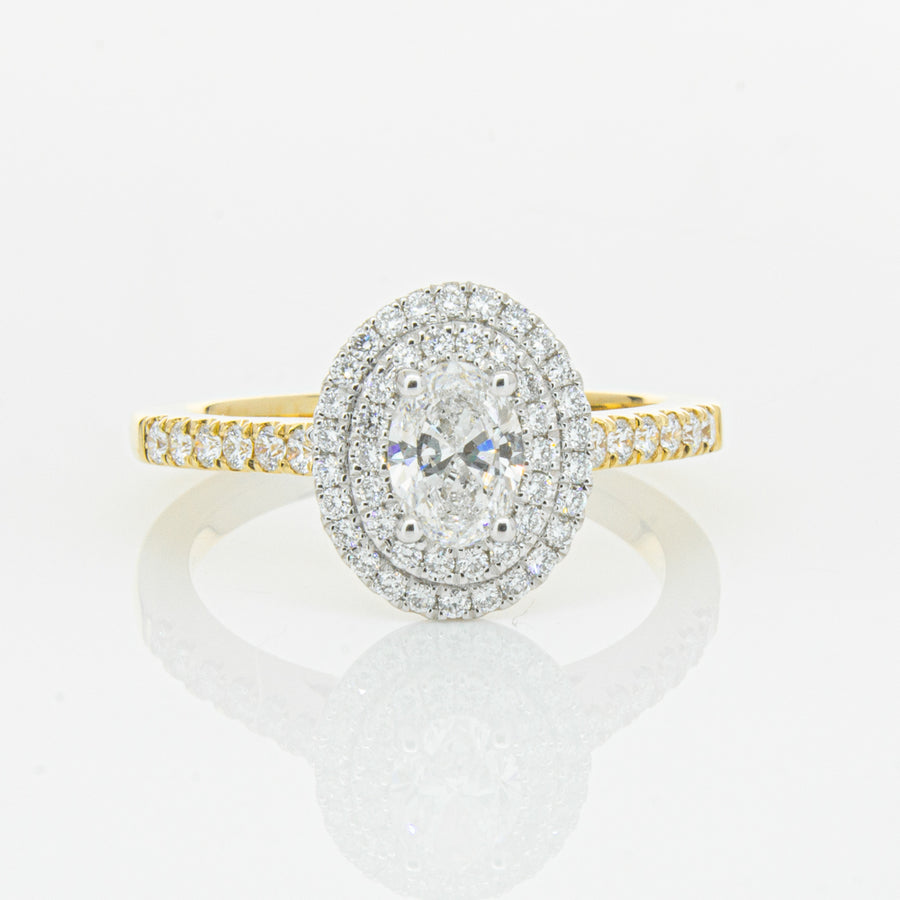 18ct Yellow Gold .50ct Oval Cut Diamond Rosa Ring-Ring-Walker & Hall