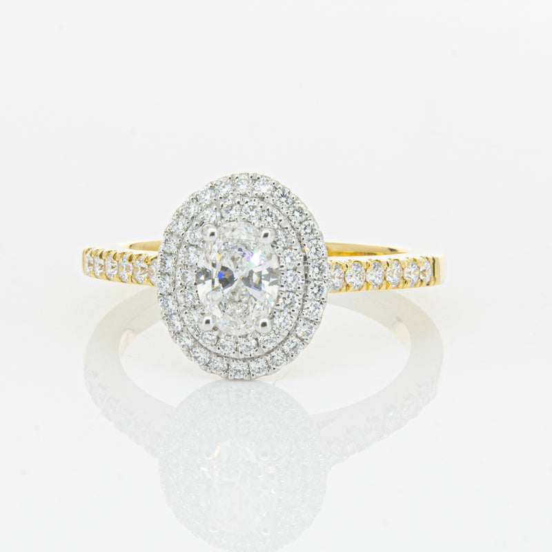 18ct Yellow Gold .50ct Oval Cut Diamond Rosa Ring-Ring-Walker & Hall