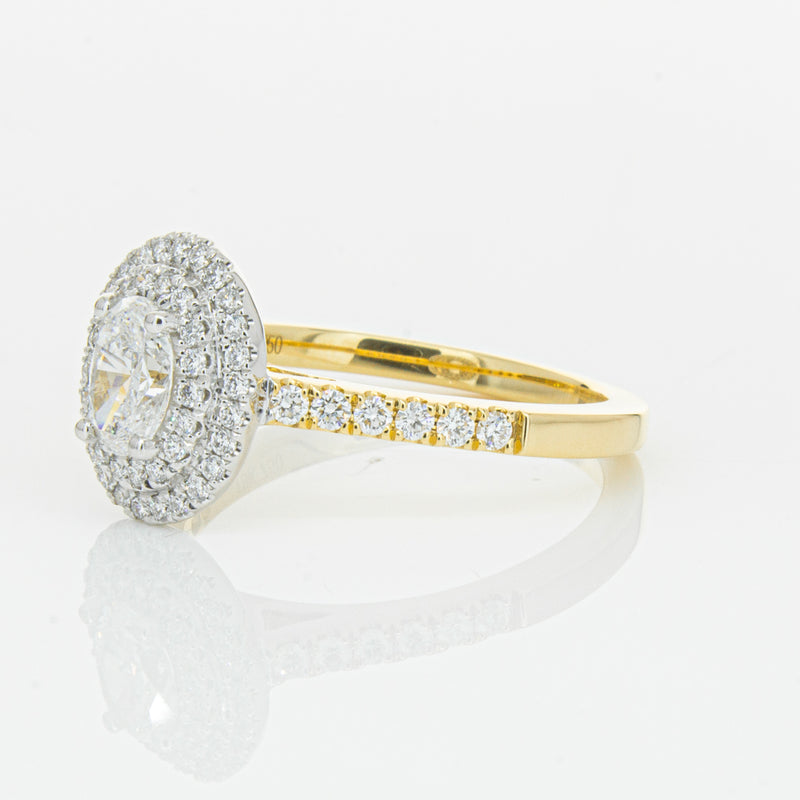 18ct Yellow Gold .50ct Oval Cut Diamond Rosa Ring-Ring-Walker & Hall