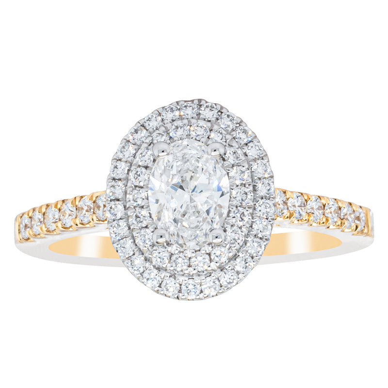 18ct Yellow Gold .50ct Oval Cut Diamond Rosa Ring-Ring-Walker & Hall