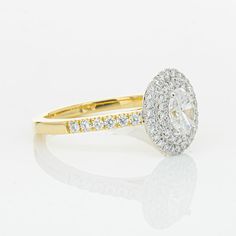 18ct Yellow Gold .50ct Oval Cut Diamond Rosa Ring-Ring-Walker & Hall