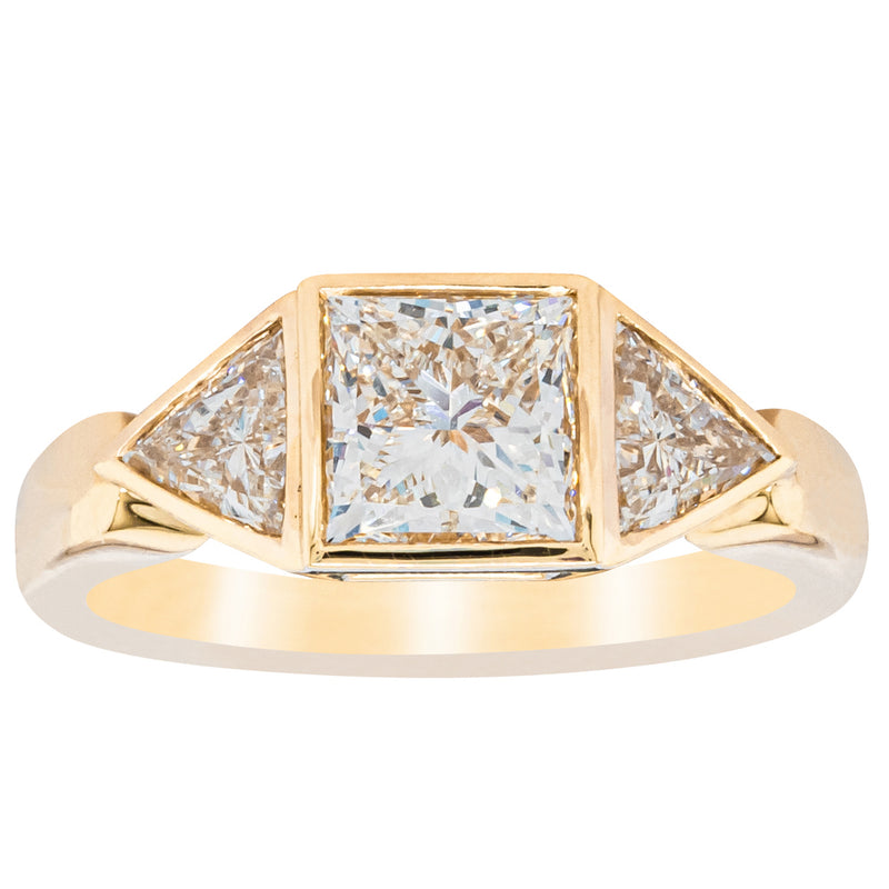 18ct Yellow Gold 1.52ct Princess Cut Diamond Ring-Ring-Walker & Hall