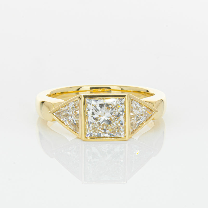 18ct Yellow Gold 1.52ct Princess Cut Diamond Ring-Ring-Walker & Hall
