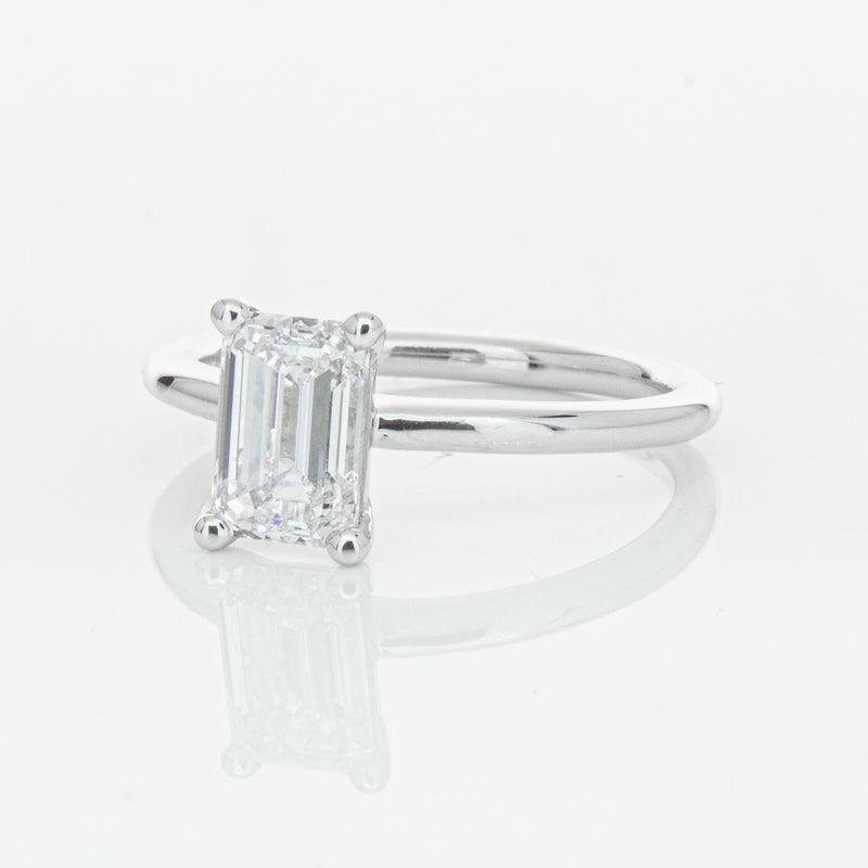 18ct White Gold 1.51ct Emerald Cut Diamond Melba Ring-Ring-Walker & Hall