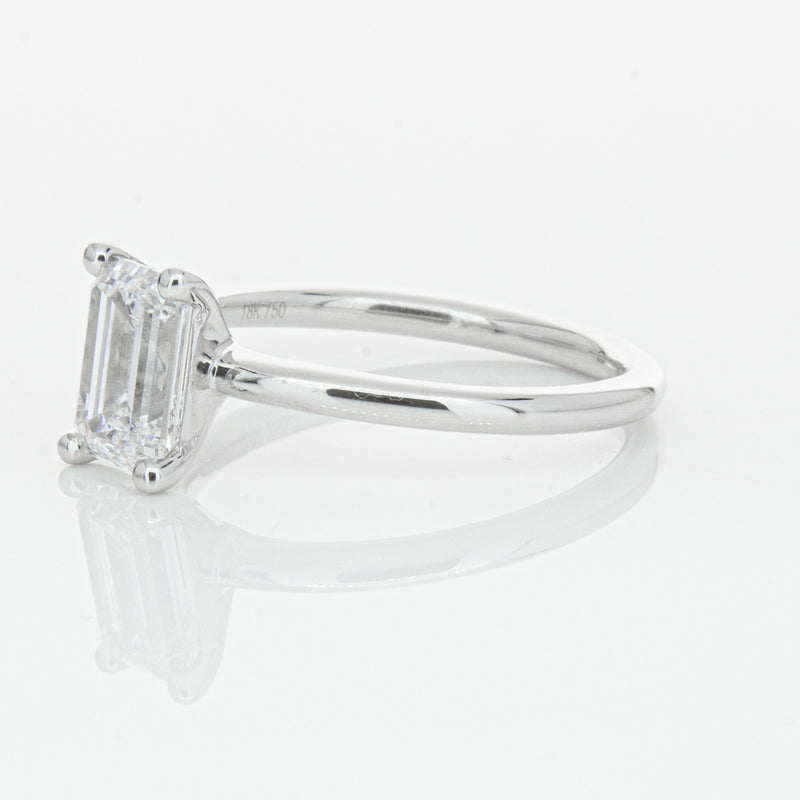 18ct White Gold 1.51ct Emerald Cut Diamond Melba Ring-Ring-Walker & Hall