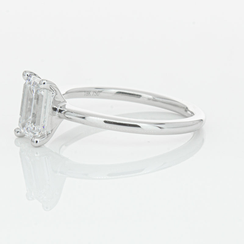 18ct White Gold 1.51ct Emerald Cut Diamond Melba Ring-Ring-Walker & Hall