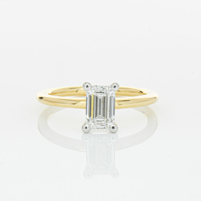 18ct Yellow Gold 1.00ct Emerald Cut Diamond Melba Ring-Ring-Walker & Hall
