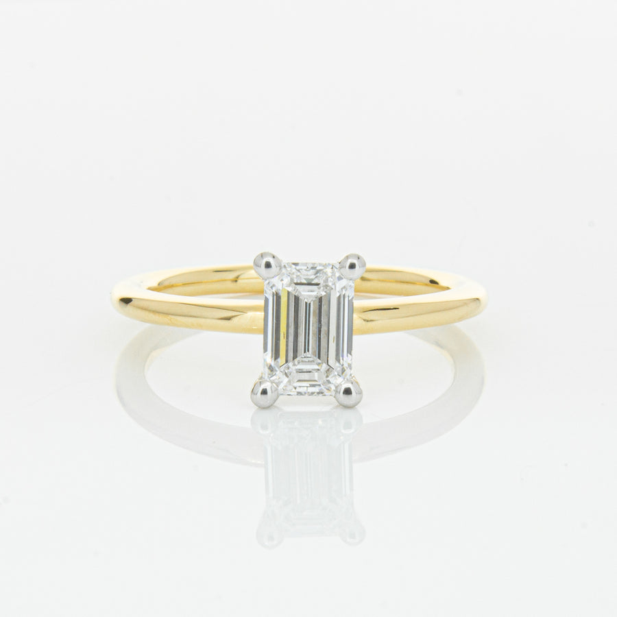 18ct Yellow Gold 1.00ct Emerald Cut Diamond Melba Ring-Ring-Walker & Hall