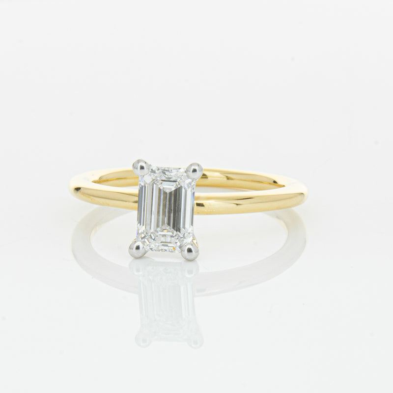 18ct Yellow Gold 1.00ct Emerald Cut Diamond Melba Ring-Ring-Walker & Hall