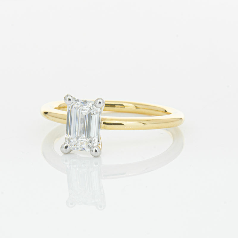 18ct Yellow Gold 1.00ct Emerald Cut Diamond Melba Ring-Ring-Walker & Hall