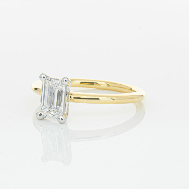 18ct Yellow Gold 1.00ct Emerald Cut Diamond Melba Ring-Ring-Walker & Hall