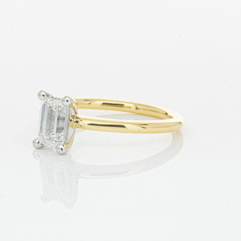 18ct Yellow Gold 1.00ct Emerald Cut Diamond Melba Ring-Ring-Walker & Hall