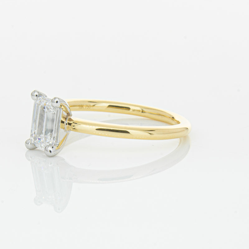 18ct Yellow Gold 1.00ct Emerald Cut Diamond Melba Ring-Ring-Walker & Hall