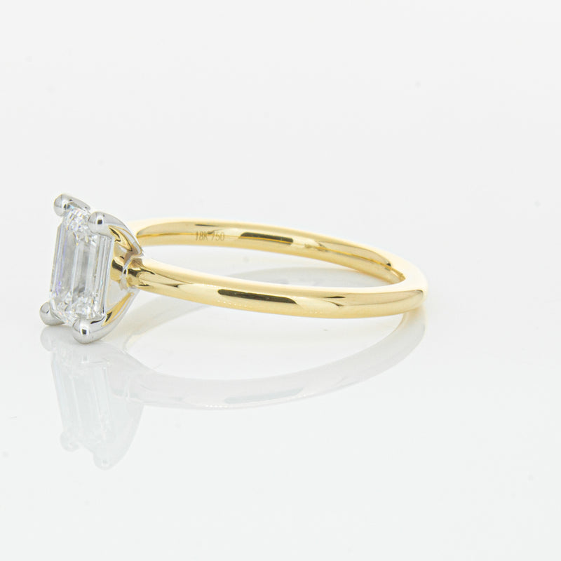 18ct Yellow Gold 1.00ct Emerald Cut Diamond Melba Ring-Ring-Walker & Hall
