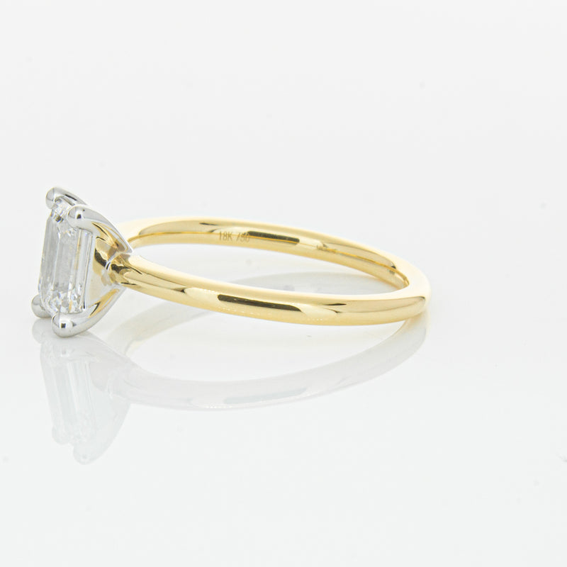 18ct Yellow Gold 1.00ct Emerald Cut Diamond Melba Ring-Ring-Walker & Hall