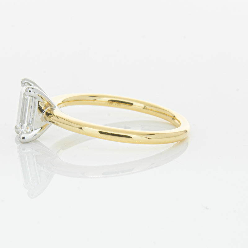 18ct Yellow Gold 1.00ct Emerald Cut Diamond Melba Ring-Ring-Walker & Hall