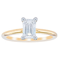 18ct Yellow Gold 1.00ct Emerald Cut Diamond Melba Ring-Ring-Walker & Hall