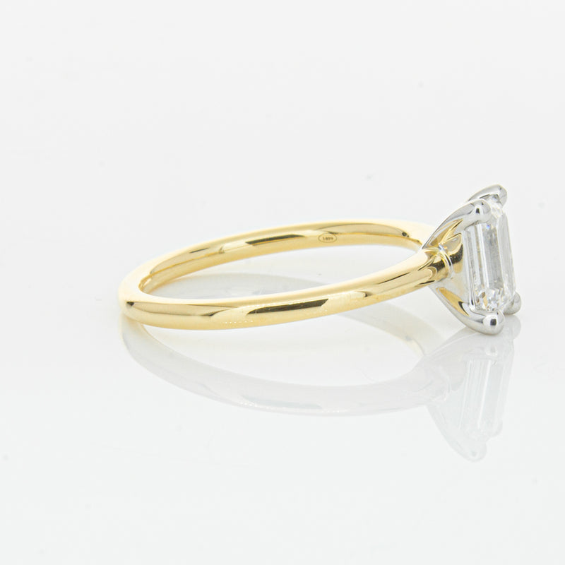 18ct Yellow Gold 1.00ct Emerald Cut Diamond Melba Ring-Ring-Walker & Hall