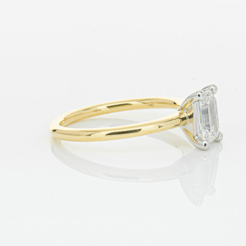 18ct Yellow Gold 1.00ct Emerald Cut Diamond Melba Ring-Ring-Walker & Hall