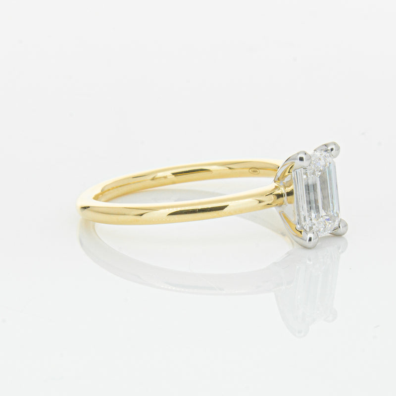 18ct Yellow Gold 1.00ct Emerald Cut Diamond Melba Ring-Ring-Walker & Hall
