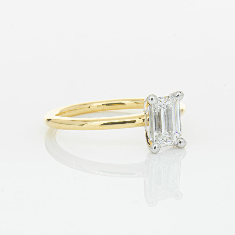 18ct Yellow Gold 1.00ct Emerald Cut Diamond Melba Ring-Ring-Walker & Hall