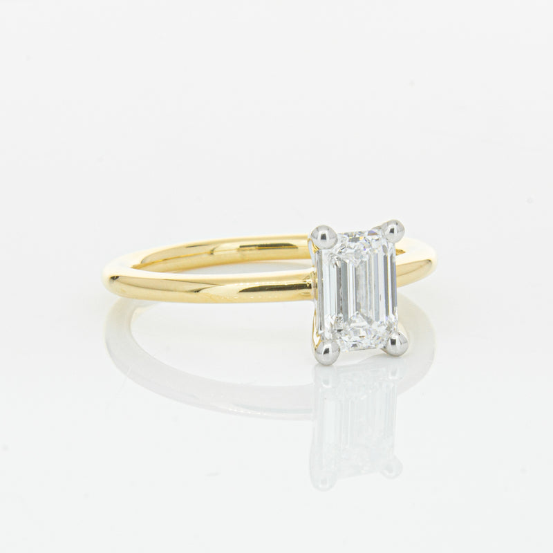 18ct Yellow Gold 1.00ct Emerald Cut Diamond Melba Ring-Ring-Walker & Hall