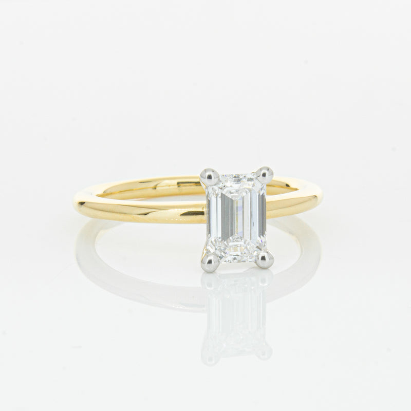 18ct Yellow Gold 1.00ct Emerald Cut Diamond Melba Ring-Ring-Walker & Hall