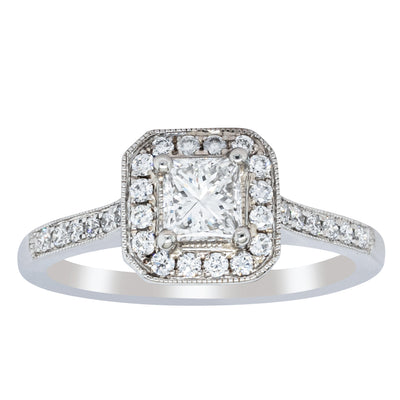 Platinum .46ct Princess Cut Reclaimed Diamond Mandalay Ring-Ring-Walker & Hall