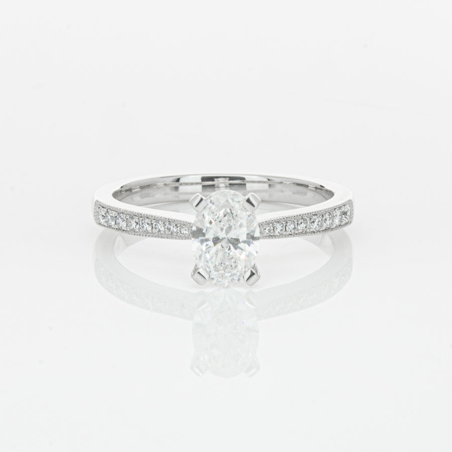 18ct White Gold .70ct Oval Cut Diamond Zenith Ring-Ring-Walker & Hall