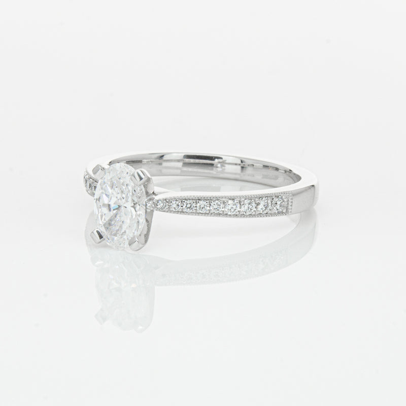 18ct White Gold .70ct Oval Cut Diamond Zenith Ring-Ring-Walker & Hall