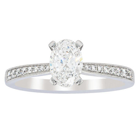 18ct White Gold .70ct Oval Cut Diamond Zenith Ring-Ring-Walker & Hall