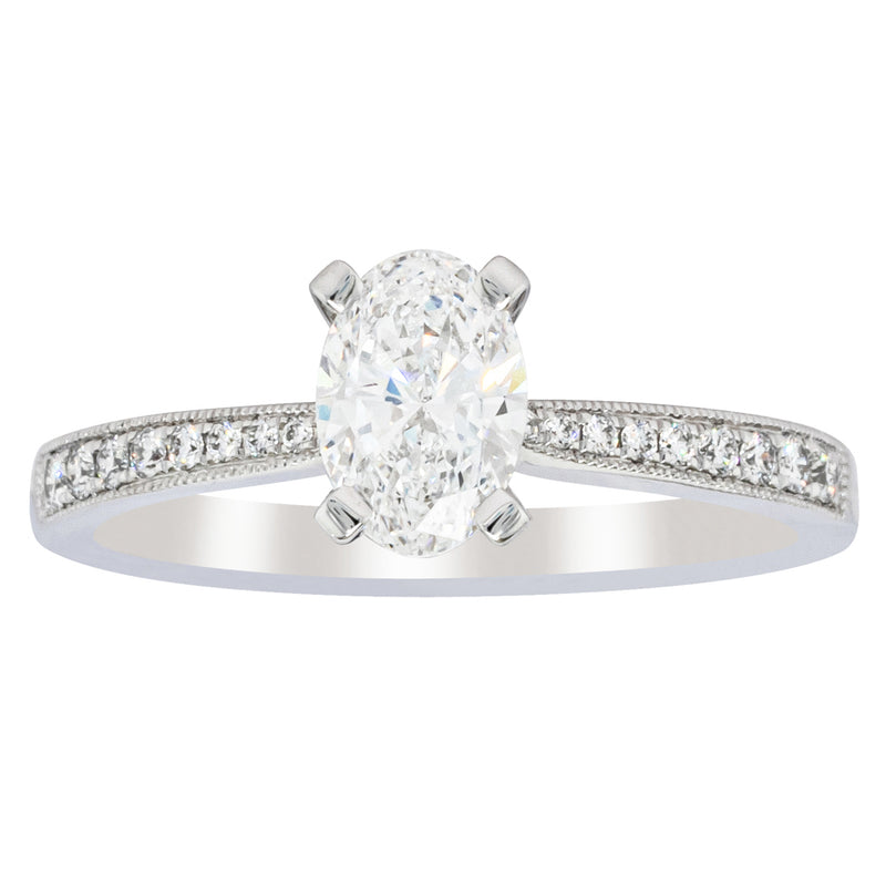 18ct White Gold .70ct Oval Cut Diamond Zenith Ring-Ring-Walker & Hall