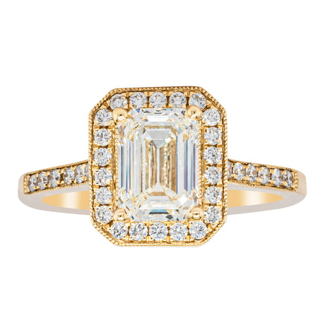 18ct Yellow Gold 1.51ct Emerald Cut Diamond Aria Ring-Ring-Walker & Hall