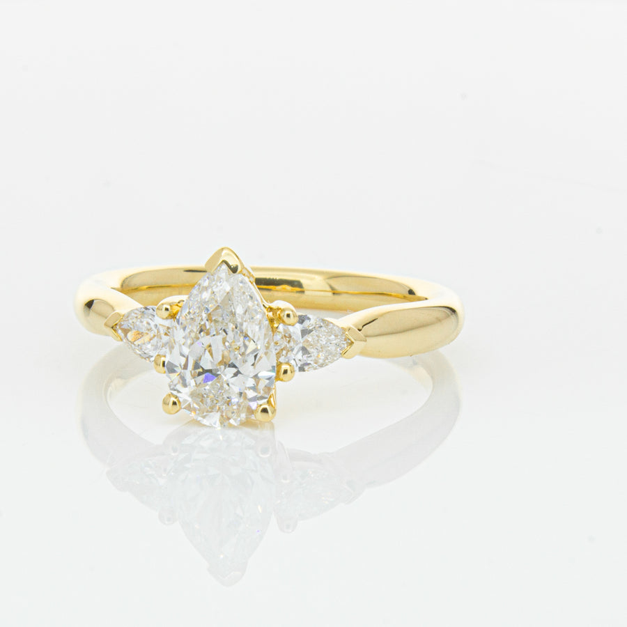 18ct Yellow Gold 1.00ct Pear Diamond Ayla Ring-Ring-Walker & Hall
