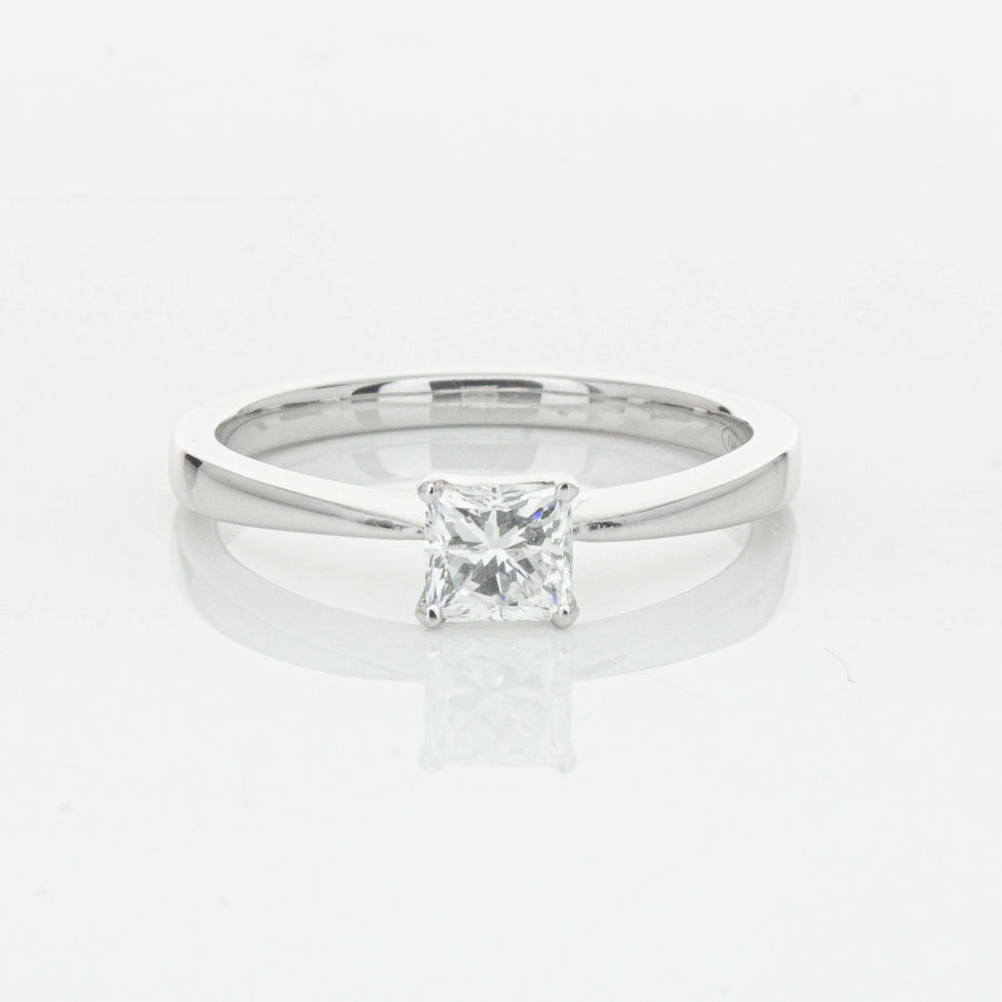 18ct White Gold .47ct Princess Cut Reclaimed Diamond Royale Ring-Ring-Walker & Hall
