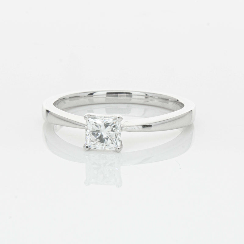 18ct White Gold .47ct Princess Cut Reclaimed Diamond Royale Ring-Ring-Walker & Hall