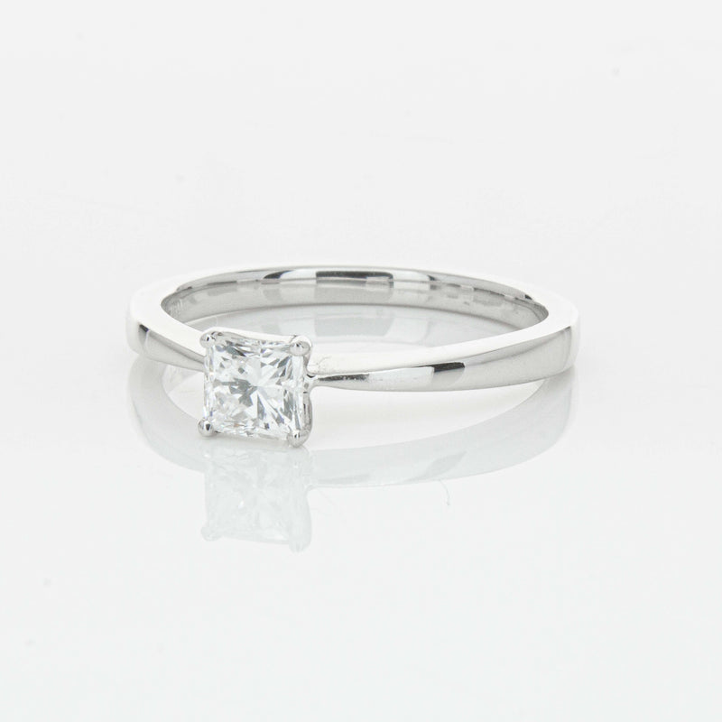 18ct White Gold .47ct Princess Cut Reclaimed Diamond Royale Ring-Ring-Walker & Hall