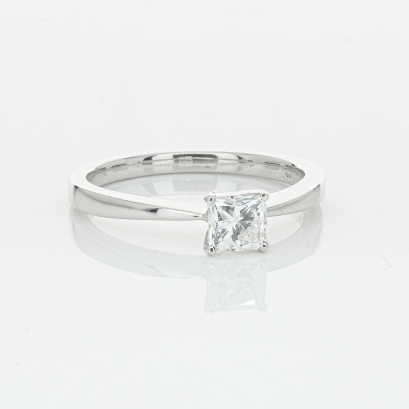 18ct White Gold .47ct Princess Cut Reclaimed Diamond Royale Ring-Ring-Walker & Hall