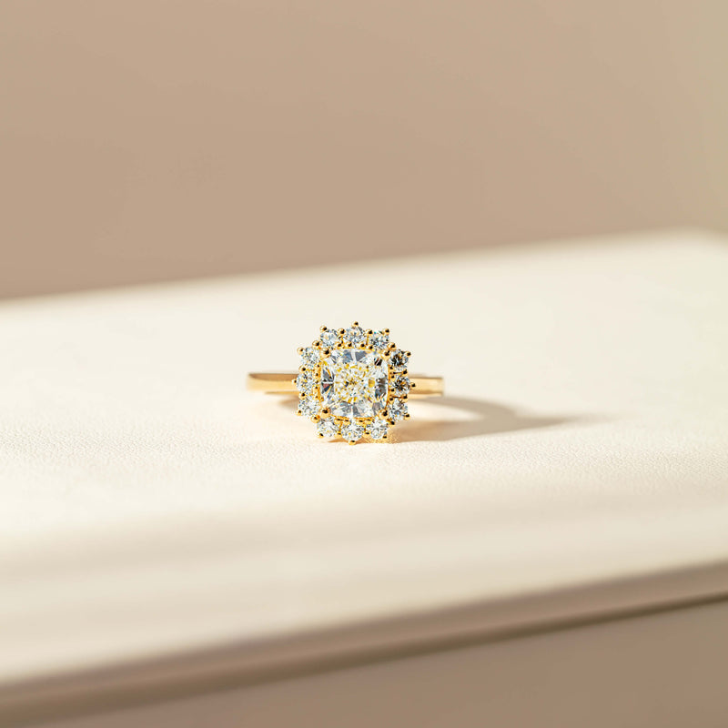 18ct Yellow Gold 2.00ct Cushion Cut Diamond Belle Ring-Ring-Walker & Hall