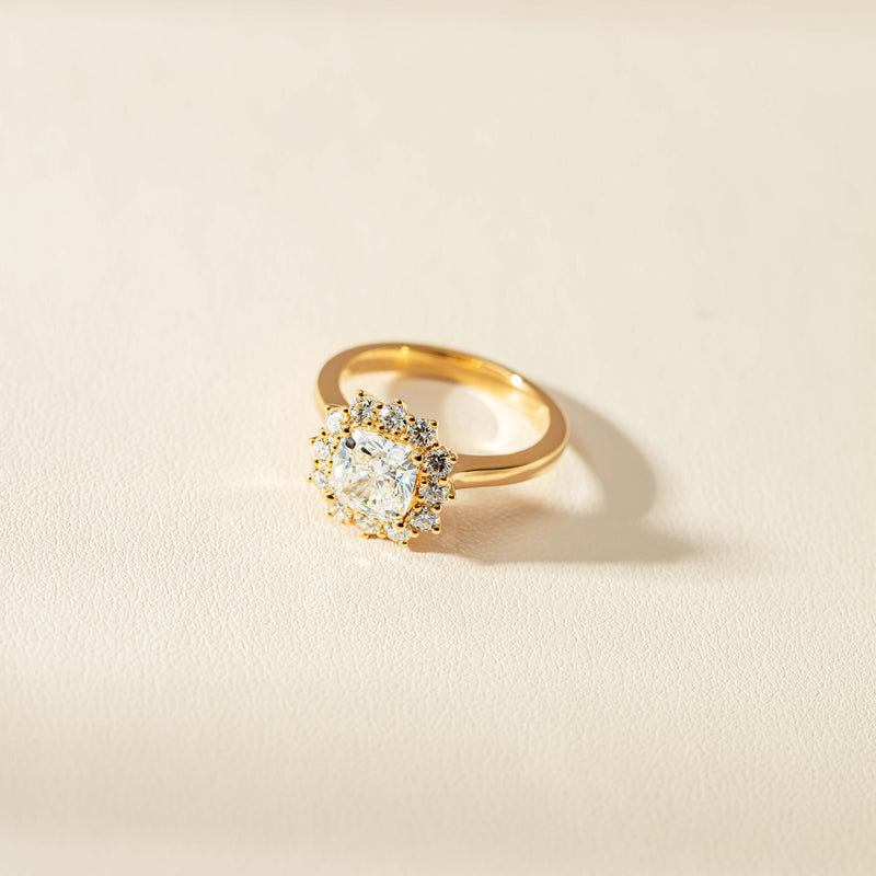 18ct Yellow Gold 2.00ct Cushion Cut Diamond Belle Ring-Ring-Walker & Hall